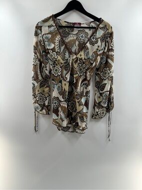 Jordache Floral Paisley Boho Blouse – Youth XL / Women's Medium